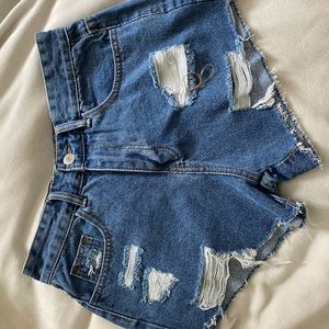 Ripped jean shorts